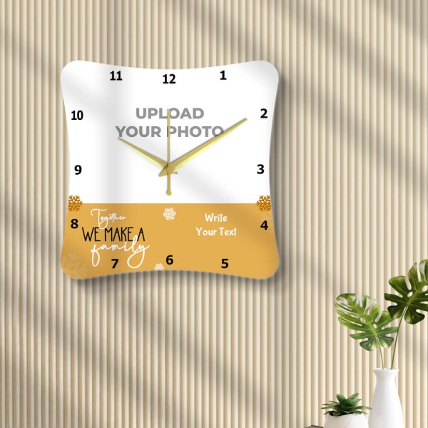 Curved Edge Shaped Wth Text Photo Wall Clock