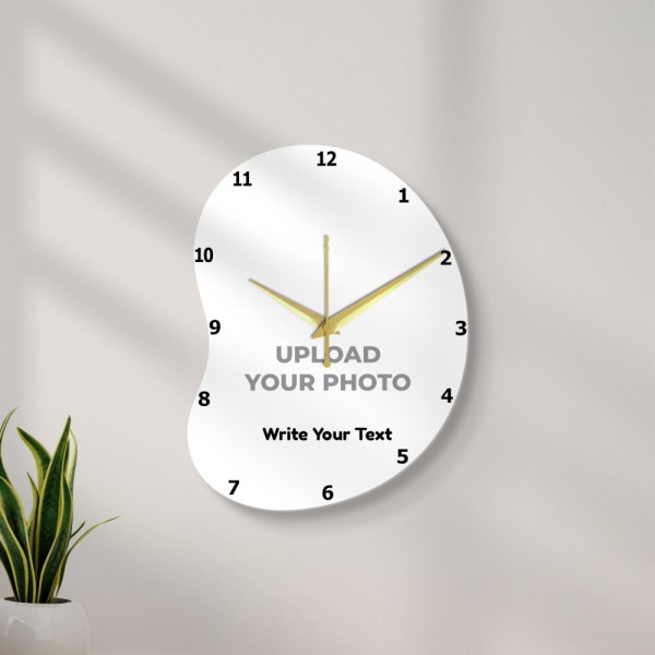 Bean Shaped With Text Photo Wall Clock