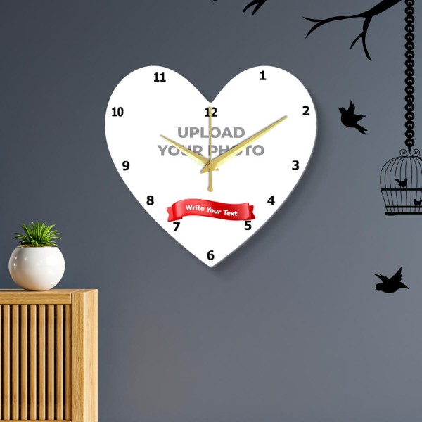 Heart Shapped With Text Photo Wall Clock