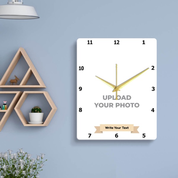 Portrait Clock With Text Design Photo Wall Clock