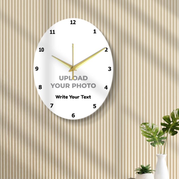 Oval Clock With Text Design Photo Wall Clock