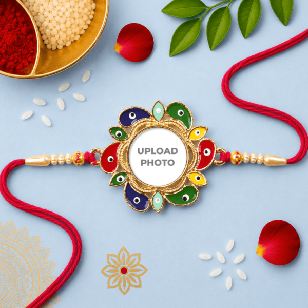 Feather Shaped Multicolor Evil Eye Rakhi