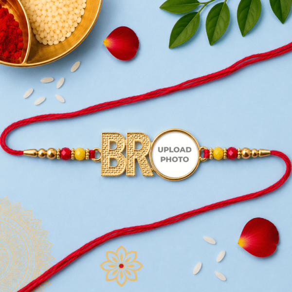 Gold Color Bro Photo Rakhi