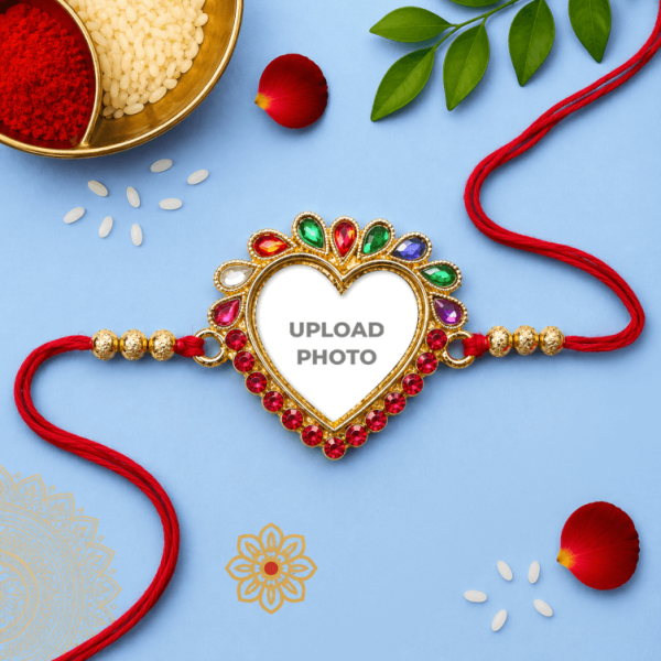Love Multicolor Round Stones Rakhi