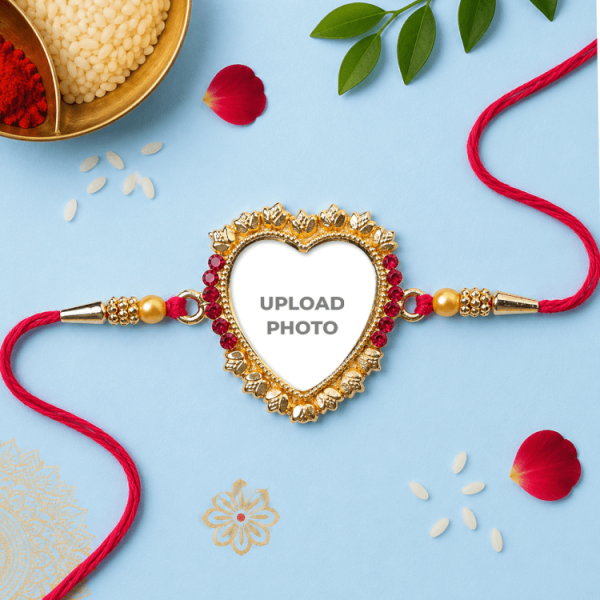 Love Shape Red Color Stones Rakhi