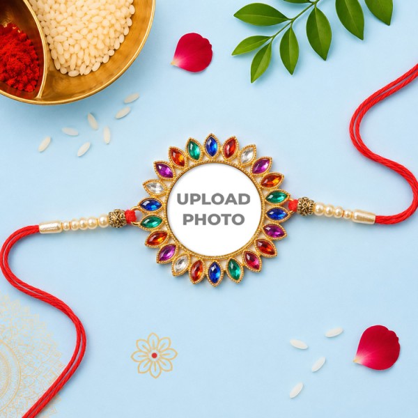 Round Shape Oval Stones Rakhi