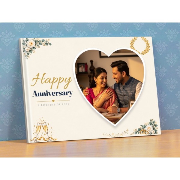 Happy Anniversary White Roses and Champagne Photobook