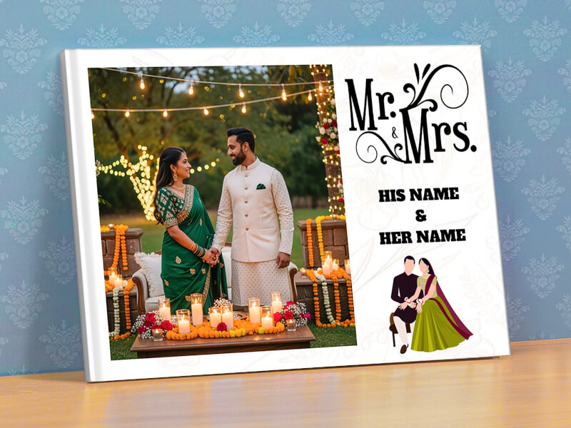 Custom Couple Photo Canvas with Names