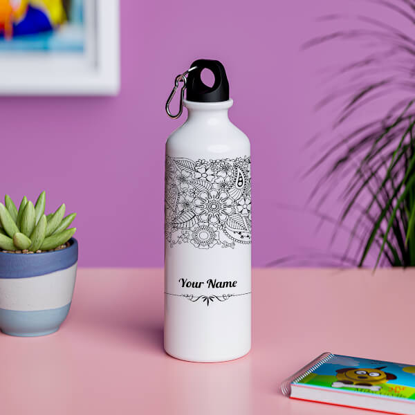 Floral pattern with your name design-Printshoppy Sipper Bottles