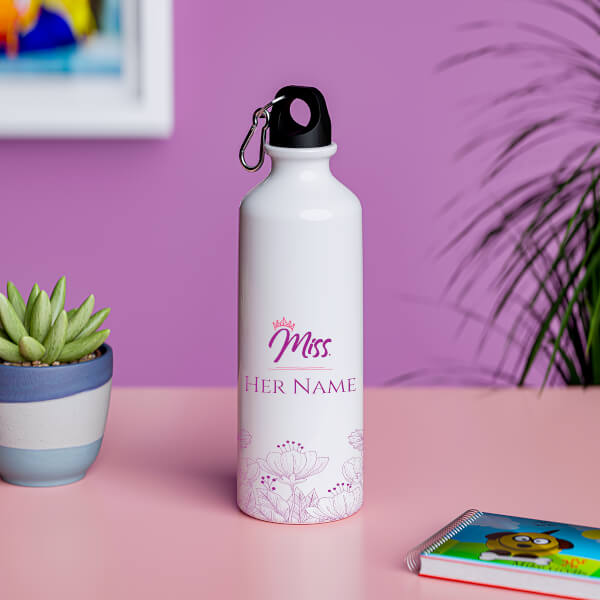 Floral design with her name sipper bottle-Printshoppy Sipper Bottles