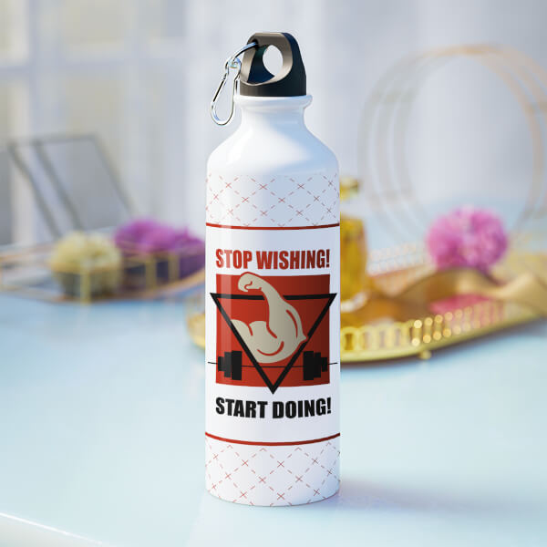Stop wishing and start doing text with your image on sipper-Printshoppy Sipper Bottles