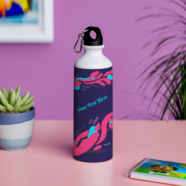 Brushed pink and blue design with your text on sipper bottle-Printshoppy Sipper Bottles