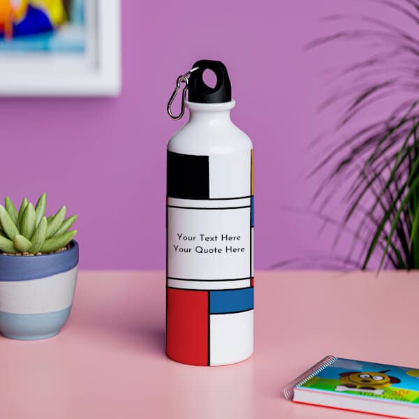 Checkered design sipper with text-Printshoppy Sipper Bottles