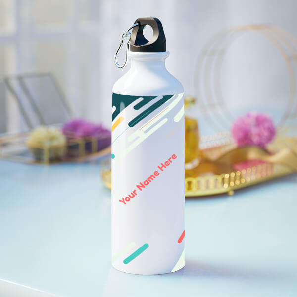 Colored stripes design with your name-Printshoppy Sipper Bottles