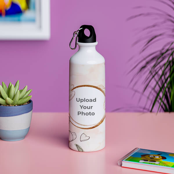Floral custom text and image sipper design-Printshoppy Sipper Bottles