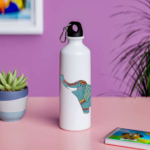 Elephant cartoon design custom text sipper-Printshoppy Sipper Bottles