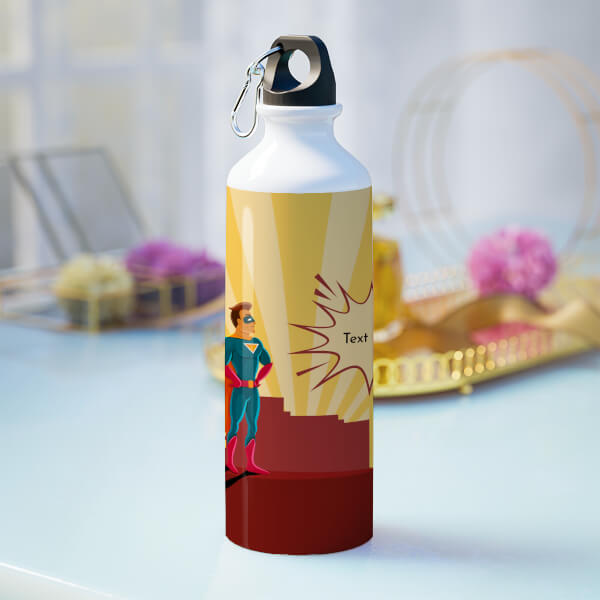 Superhero sipper bottle with custom text design-Printshoppy Sipper Bottles