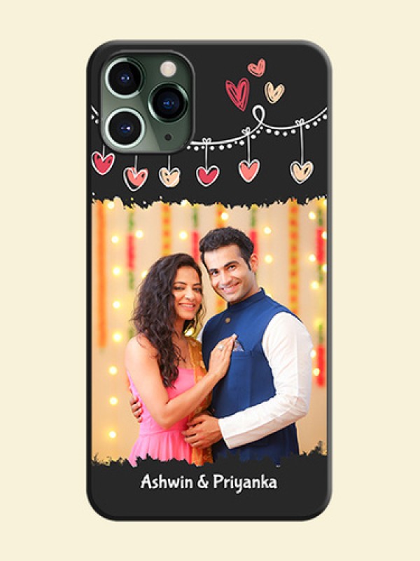 Pink Love Hangings with Name on Space Black Custom Soft Matte Phone Cases - iPhone 11 Pro