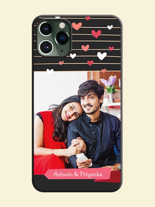 Love Pattern with Name on Pink Ribbon  - Photo on Space Black Soft Matte Back Cover - iPhone 11 Pro
