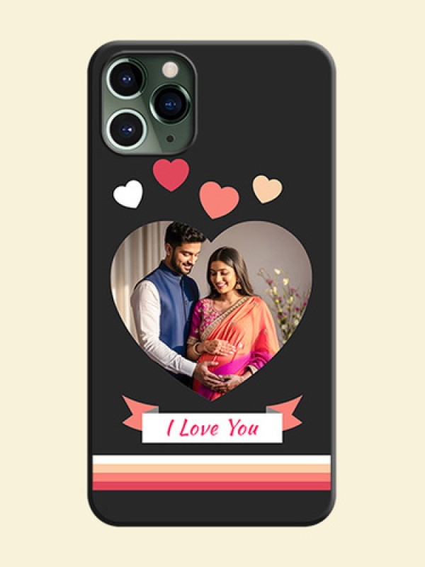 Love Shaped Photo with Colorful Stripes on Personalised Space Black Soft Matte Cases - iPhone 11 Pro