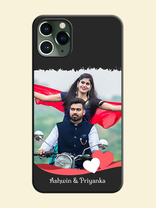 Pink Color Love Shaped Ribbon Design with Text on Space Black Custom Soft Matte Phone Back Cover - iPhone 11 Pro