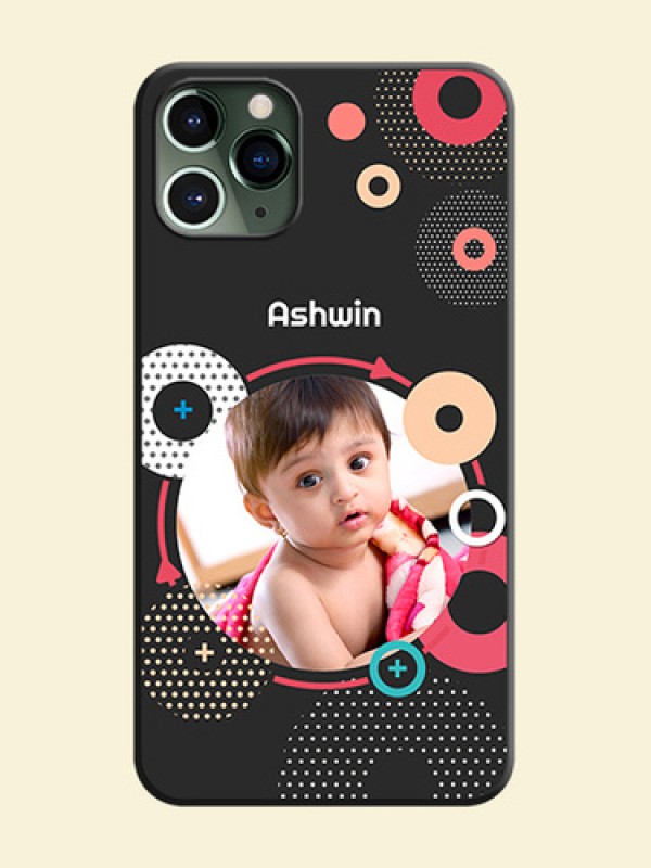 Multicoloured Round Image on Personalised Space Black Soft Matte Cases - iPhone 11 Pro