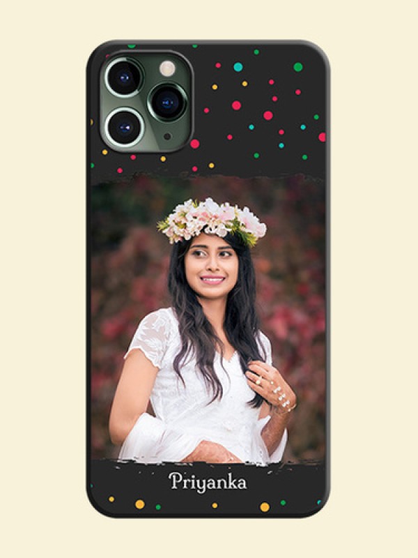 Multicolor Dotted Pattern with Text on Space Black Custom Soft Matte Phone Back Cover - iPhone 11 Pro