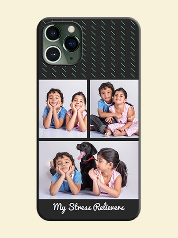 Cross Dotted Pattern with 2 Image Holder  on Personalised Space Black Soft Matte Cases - iPhone 11 Pro
