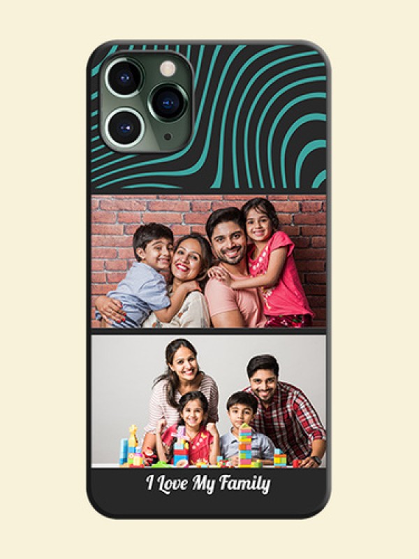 Wave Pattern with 2 Image Holder on Space Black Personalized Soft Matte Phone Covers - iPhone 11 Pro