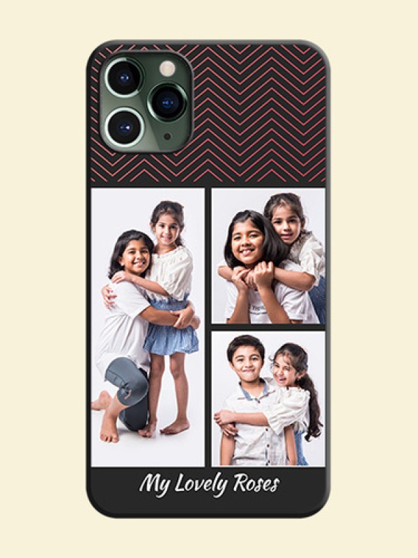 Wave Pattern with 3 Image Holder on Space Black Custom Soft Matte Back Cover - iPhone 11 Pro