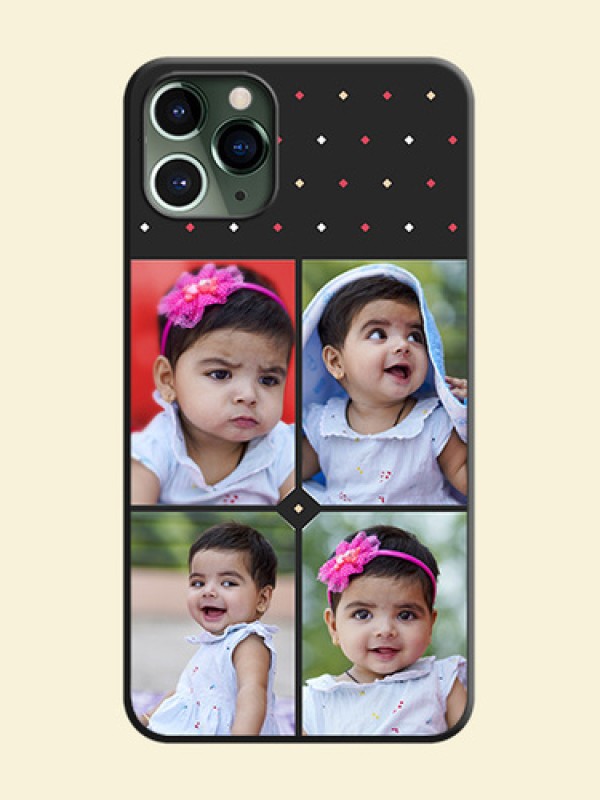 Multicolor Dotted Pattern with 4 Image Holder on Space Black Custom Soft Matte Phone Cases - iPhone 11 Pro