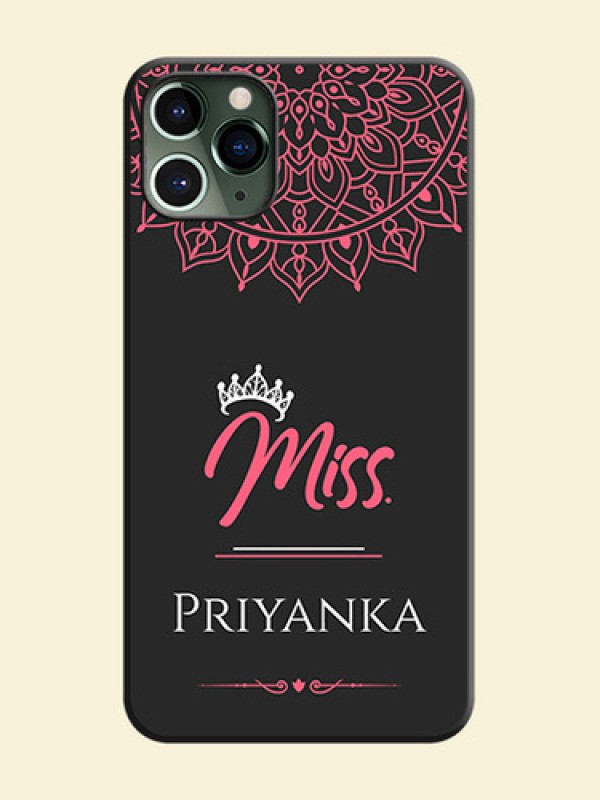 Mrs Name with Floral Design on Space Black Personalized Soft Matte Phone Covers - iPhone 11 Pro