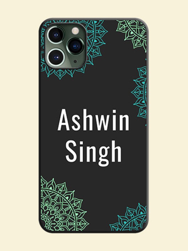 Your Name with Floral Design on Space Black Custom Soft Matte Back Cover - iPhone 11 Pro