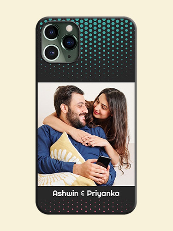 Faded Dots with Grunge Photo Frame and Text on Space Black Custom Soft Matte Phone Cases - iPhone 11 Pro