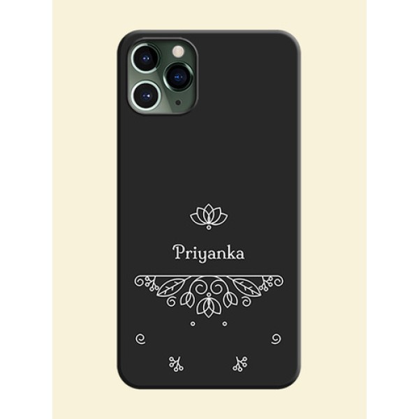 Lotus Garden Custom Text On Space Black Personalized Soft Matte Phone Covers -Apple Iphone 11 Pro