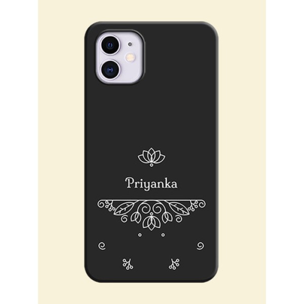 Lotus Garden Custom Text On Space Black Personalized Soft Matte Phone Covers -Apple Iphone 11