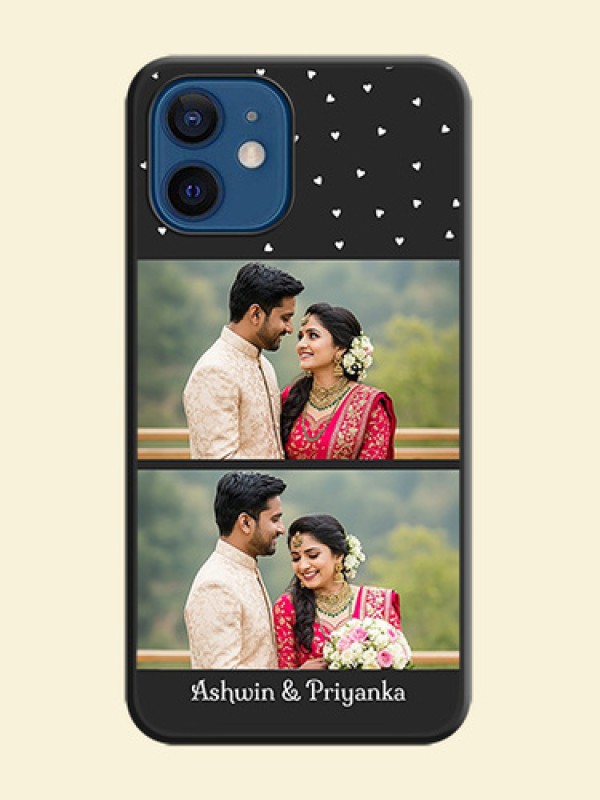 Miniature Love Symbols with Name on Space Black Custom Soft Matte Back Cover - iPhone 12 Mini