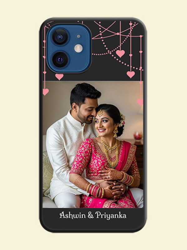 Pink Love Hangings with Text on Space Black Custom Soft Matte Back Cover - iPhone 12 Mini