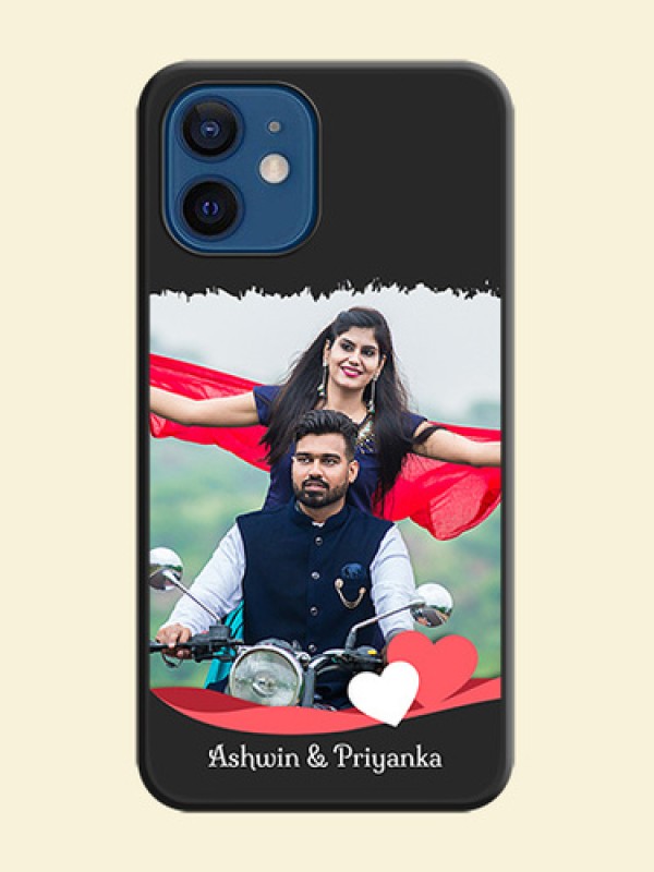 Pin Color Love Shaped Ribbon Design with Text on Space Black Custom Soft Matte Phone Back Cover - iPhone 12 Mini