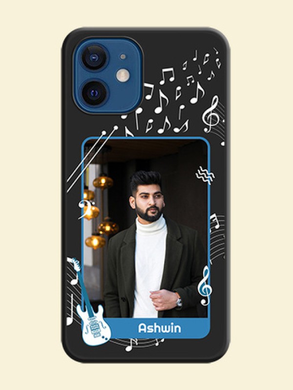 Musical Theme Design with Text on Photo on Space Black Soft Matte Mobile Case - iPhone 12 Mini