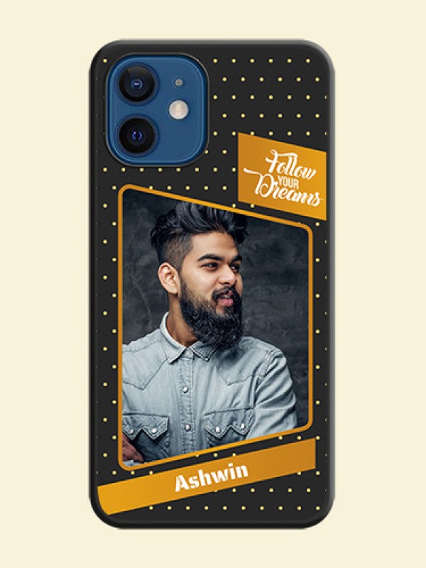 Follow Your Dreams with White Dots on Space Black Custom Soft Matte Phone Cases - iPhone 12 Mini