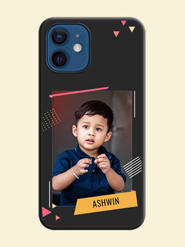 Photo Frame with Triangle Small Dots on Photo on Space Black Soft Matte Back Cover - iPhone 12 Mini