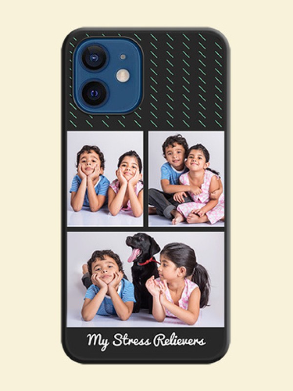 Cross Dotted Pattern with 2 Image Holder  on Personalised Space Black Soft Matte Cases - iPhone 12 Mini
