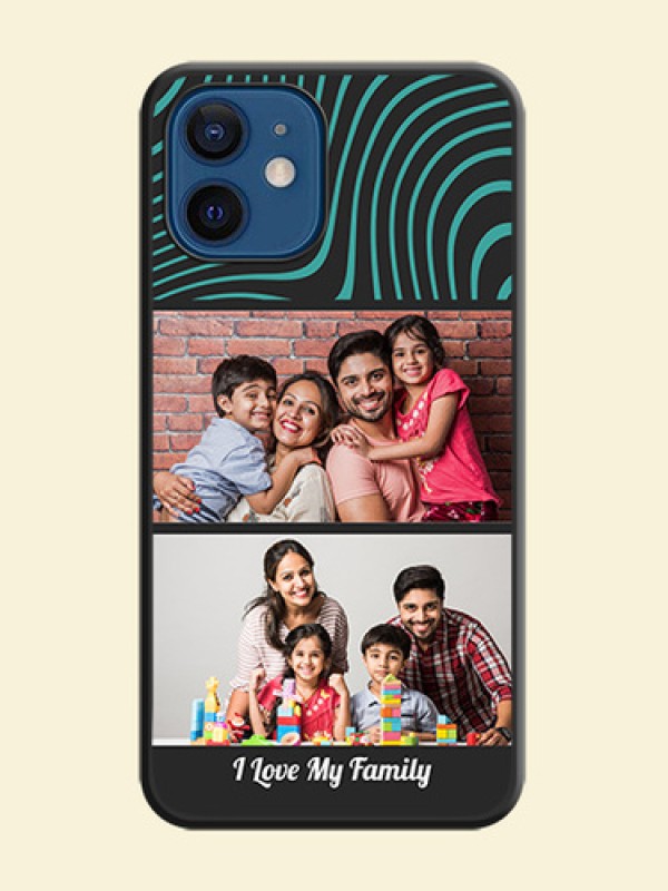 Wave Pattern with 2 Image Holder on Space Black Personalized Soft Matte Phone Covers - iPhone 12 Mini