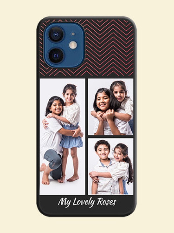 Wave Pattern with 3 Image Holder on Space Black Custom Soft Matte Back Cover - iPhone 12 Mini
