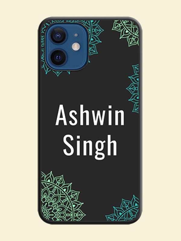 Your Name with Floral Design on Space Black Custom Soft Matte Back Cover - iPhone 12 Mini