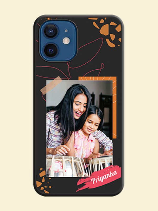 Orange Photo Frame on Space Black Custom Soft Matte Phone Back Cover - iPhone 12 Mini