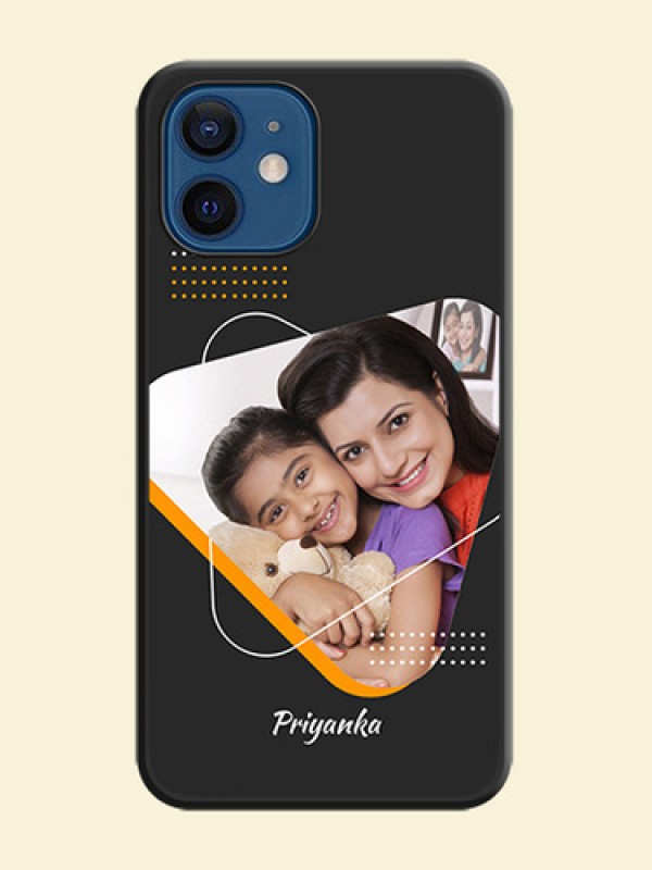 Yellow Triangle on Photo on Space Black Soft Matte Phone Cover - iPhone 12 Mini