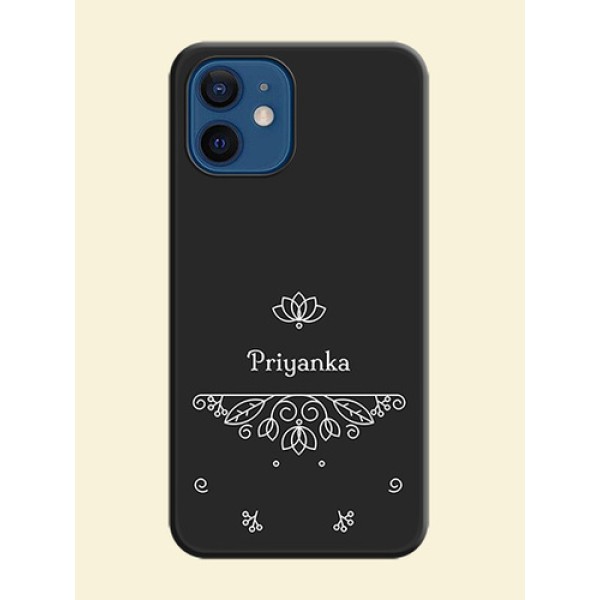 Lotus Garden Custom Text On Space Black Personalized Soft Matte Phone Covers -Apple Iphone 12 Mini
