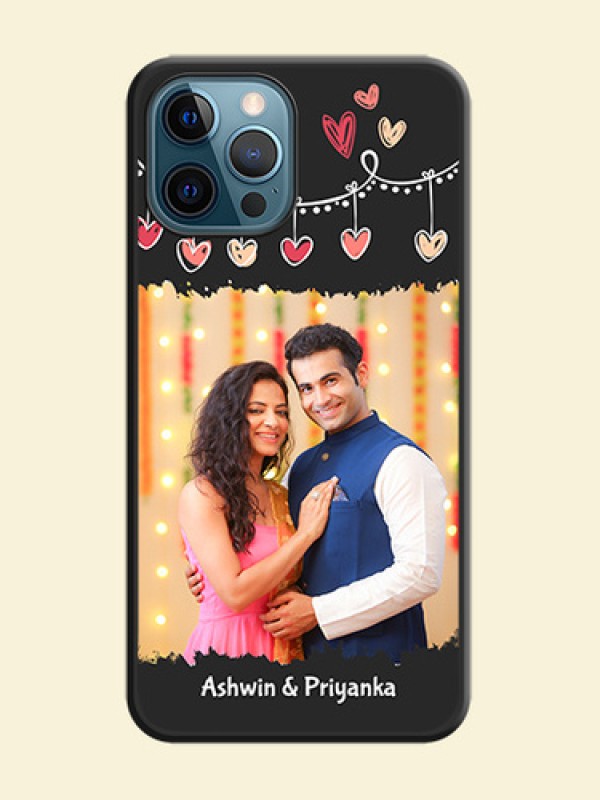 Pink Love Hangings with Name on Space Black Custom Soft Matte Phone Cases - iPhone 12 Pro